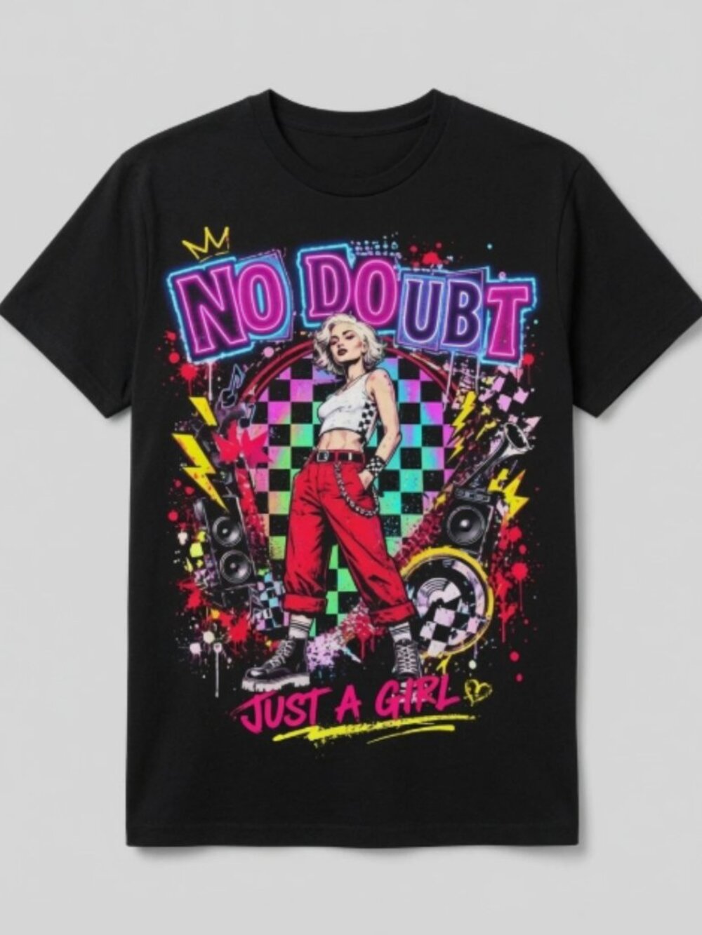 Vintage No Doubt Just  A Girl Band Graphic Black T-Shirt